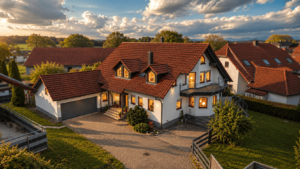 KI Außenansicht mit dramatischem Himmel